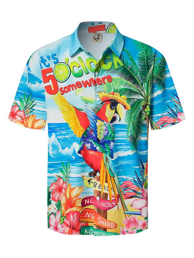 Tall Size Moisture-wicking Its 5 Oclock Somewhere Chest Pocket Hawaiian Shirt