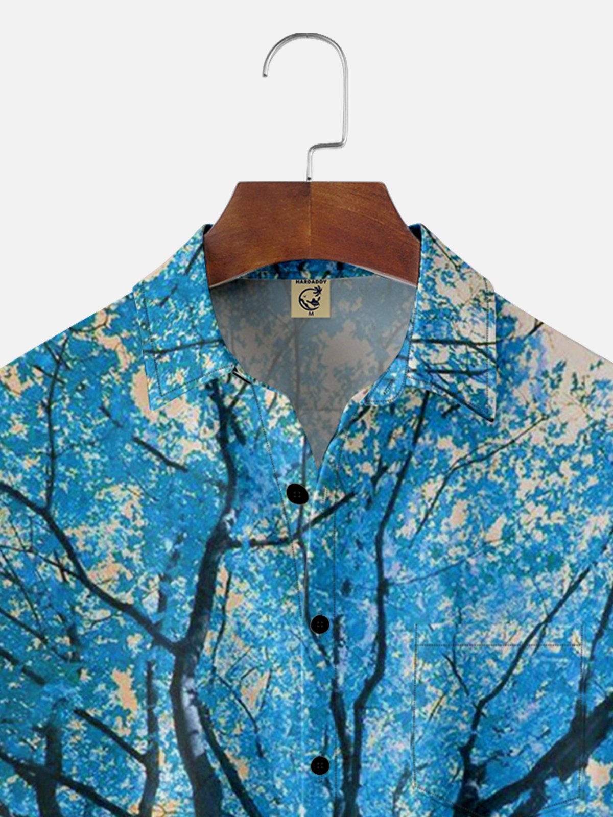 Moisture-wicking Tree Art Painting Chest Pocket Hawaiian Shirt