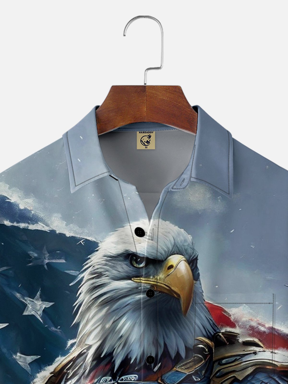 Moisture-wicking Bald Eagle Warrior Chest Pocket Hawaiian Shirt