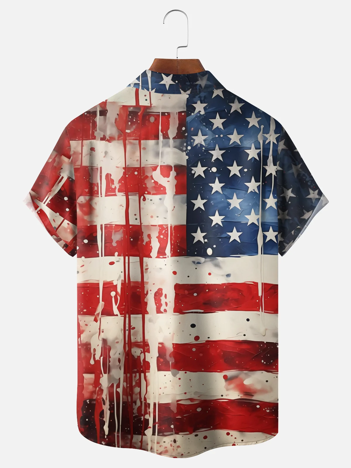 Moisture-wicking Independence Day American Flag Chest Pocket Hawaiian ...