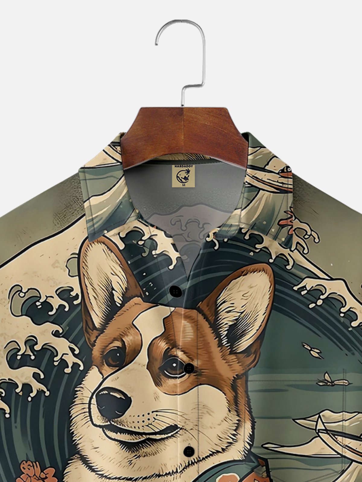 Moisture-wicking Ukiyo-e Dog Hawaiian Shirt