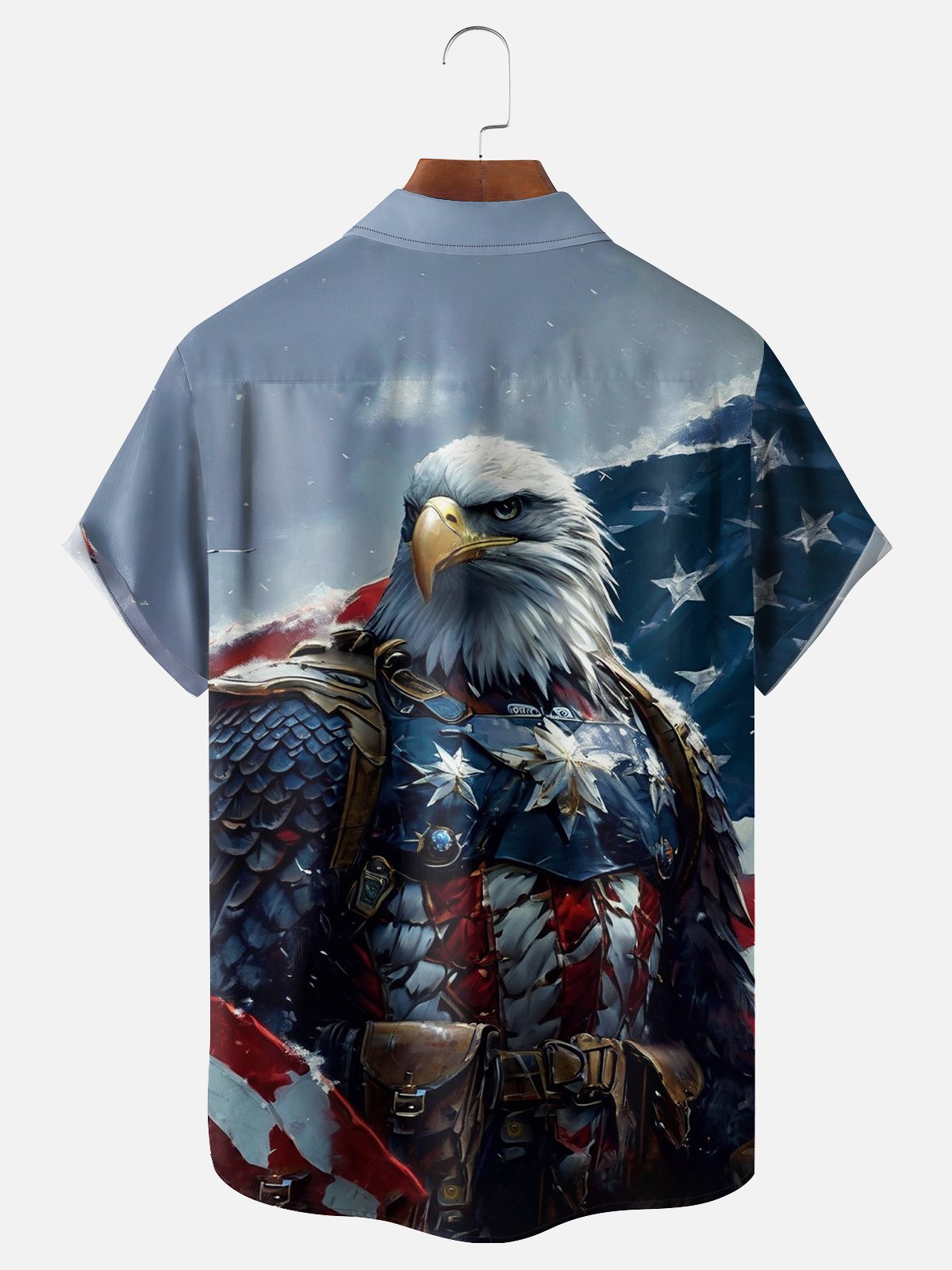 Moisture-wicking Bald Eagle Warrior Chest Pocket Hawaiian Shirt