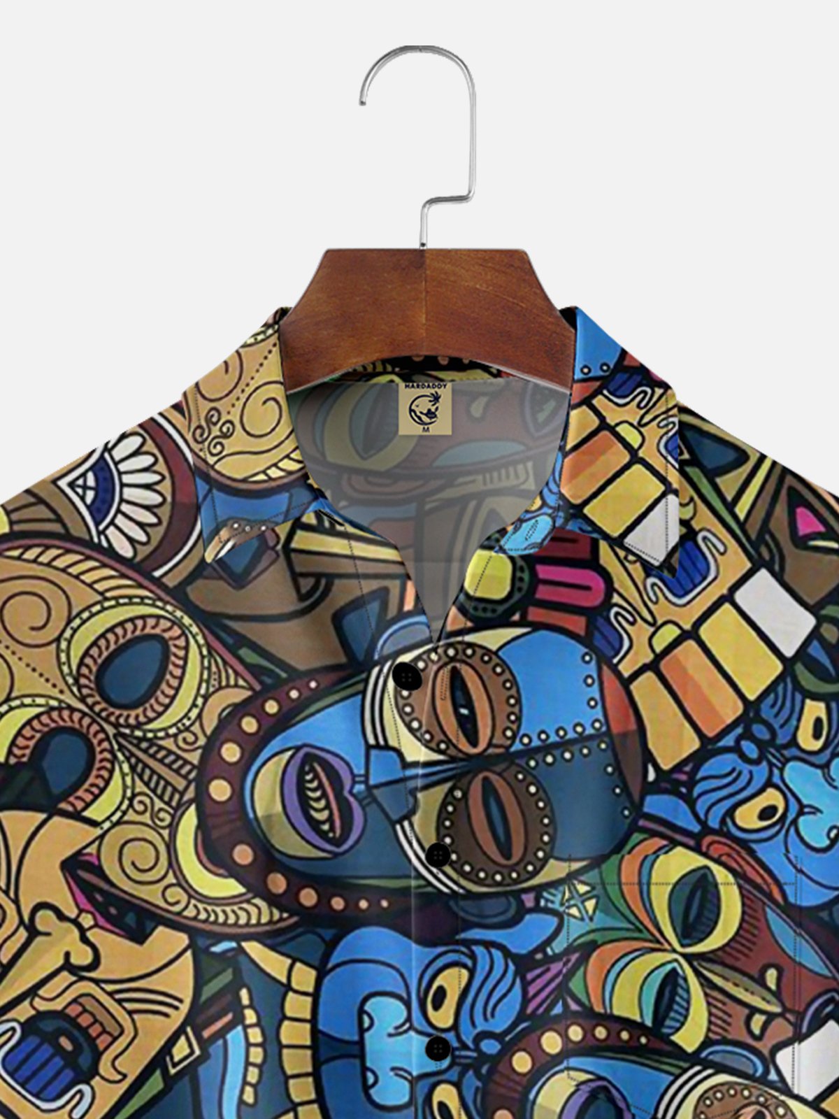 Moisture-wicking Tiki Abstract Painting Chest Pocket Hawaiian Shirt