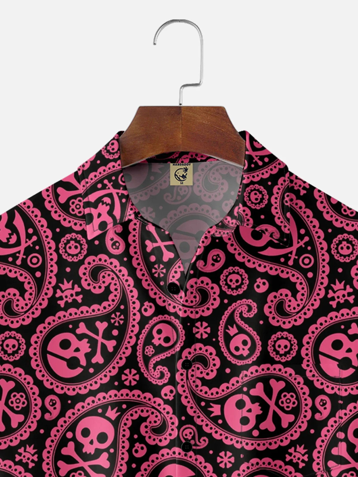 Moisture-wicking Paisley Skull Chest Pocket Hawaiian Shirt