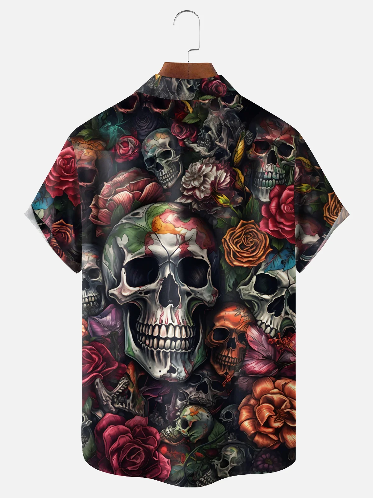 Moisture-wicking Skull Chest Pocket Hawaiian Shirt