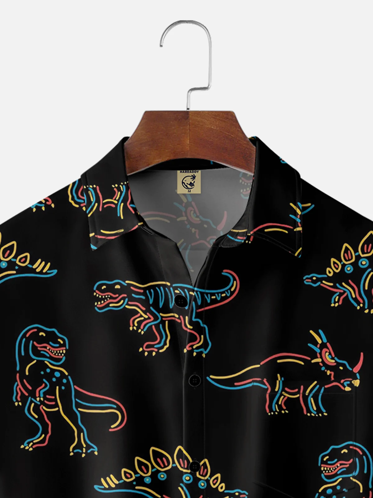 Moisture-wicking Dinosaur Chest Pocket Hawaiian Shirt