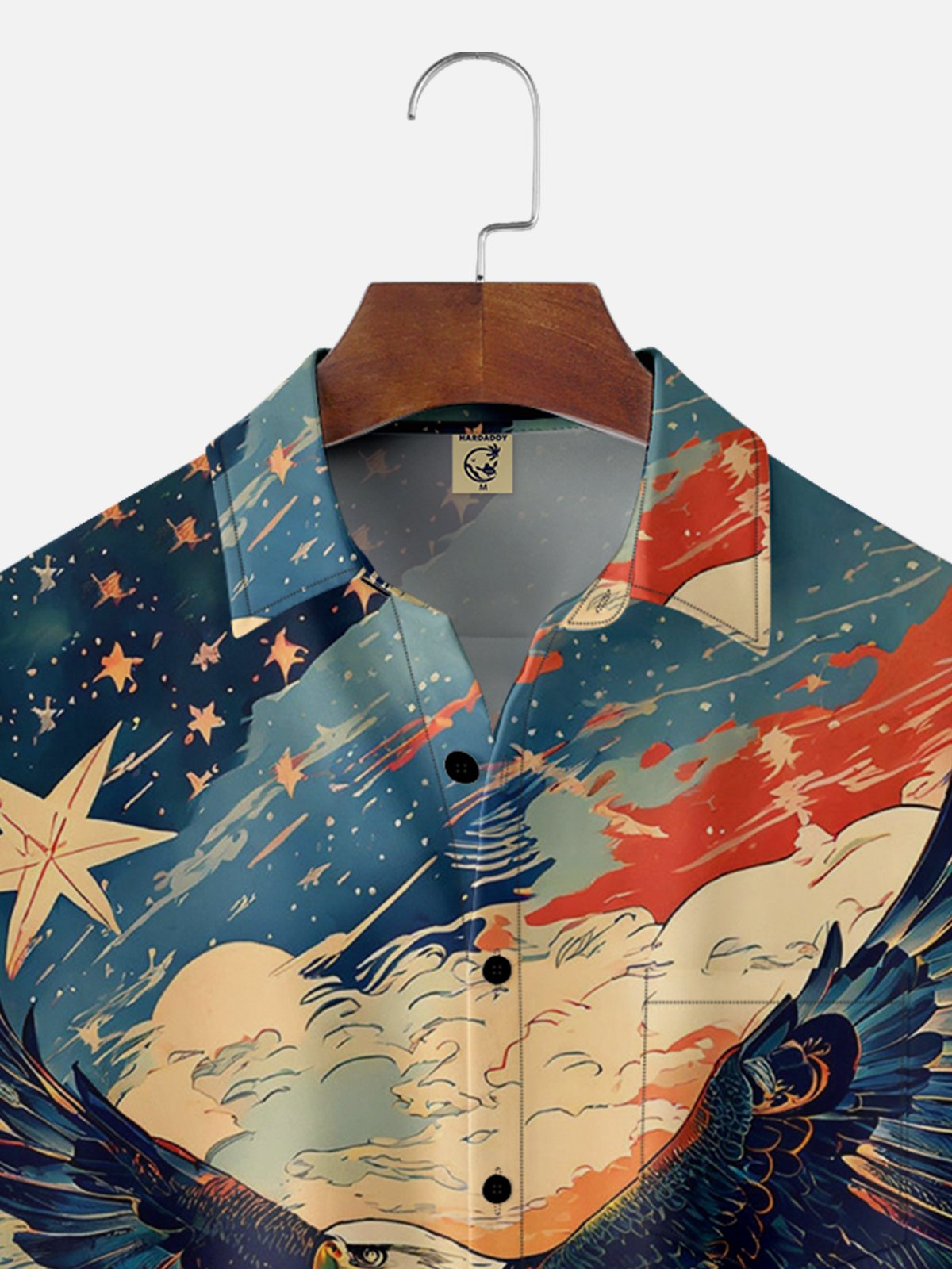 Moisture-wicking Ukiyo-e Bald Eagle Soaring Chest Pocket Hawaiian Shirt