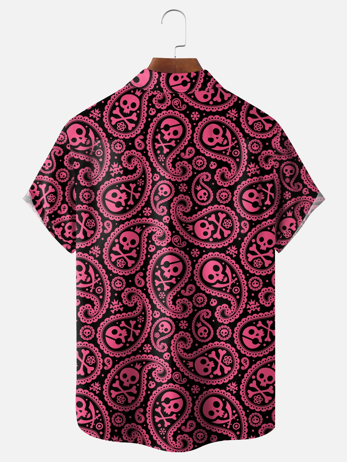 Moisture-wicking Paisley Skull Chest Pocket Hawaiian Shirt