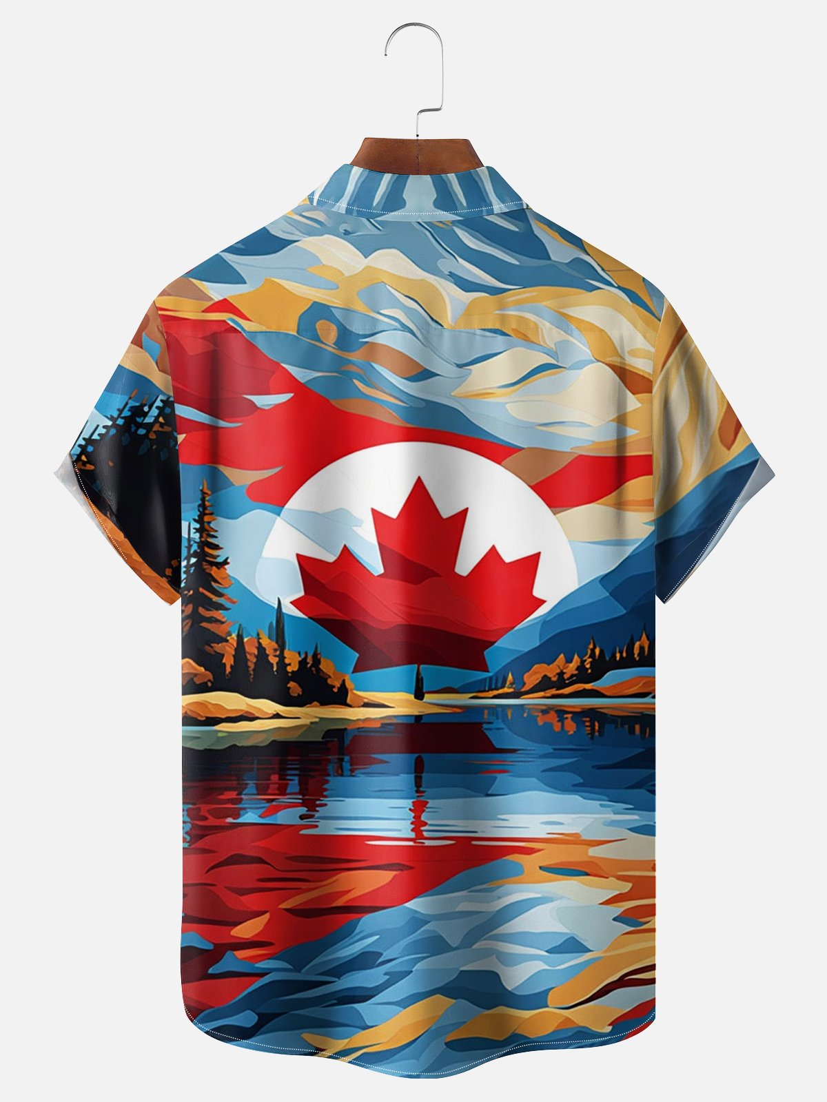 Moisture-wicking Canadian Art Painting Chest Pocket Hawaiian Shirt