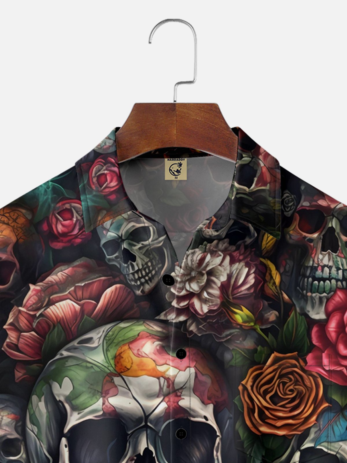 Moisture-wicking Skull Chest Pocket Hawaiian Shirt