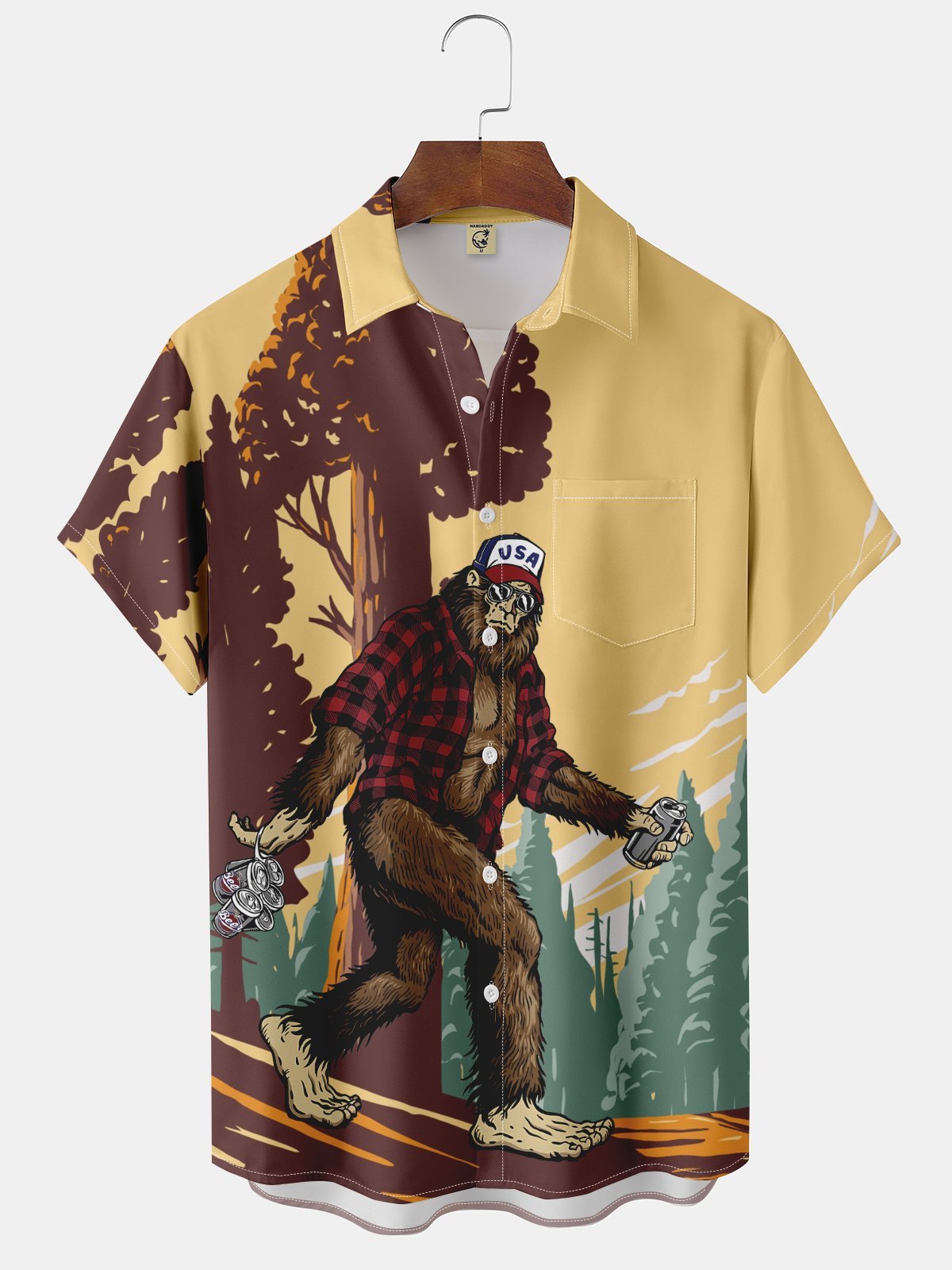 Moisture-wicking Bigfoot Chest Pocket Hawaiian Shirt