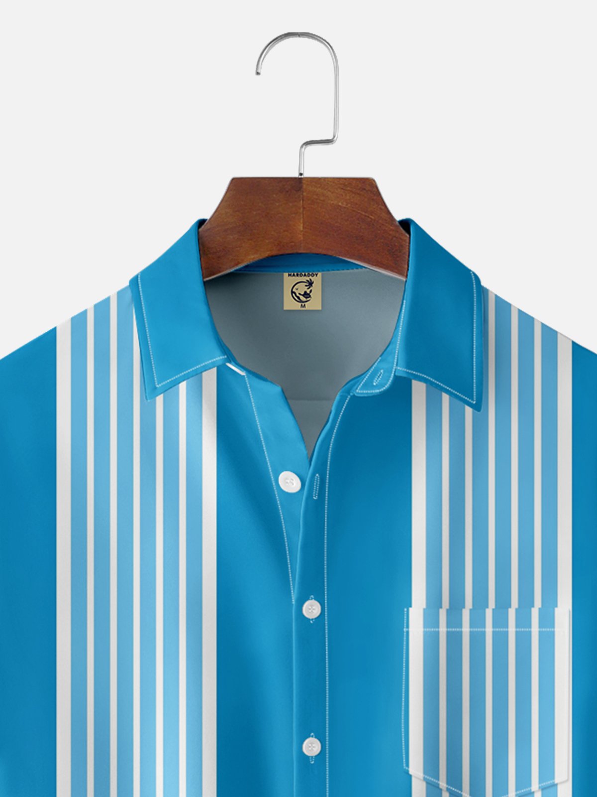 Moisture-wicking Striped Chest Pocket Bowling Shirt