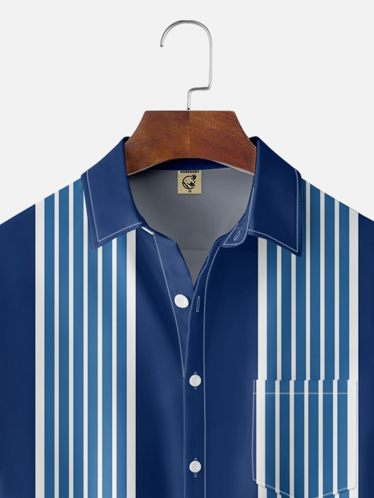 Moisture-wicking Striped Chest Pocket Bowling Shirt