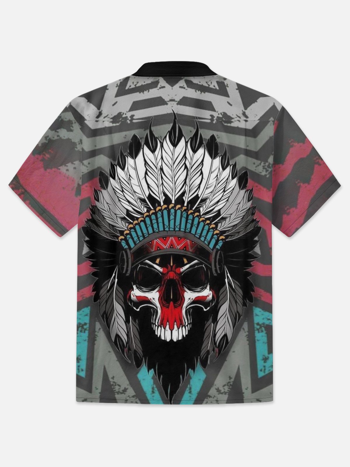 Moisture-wicking Skeleton Indian Warrior Hawaiian Shirt