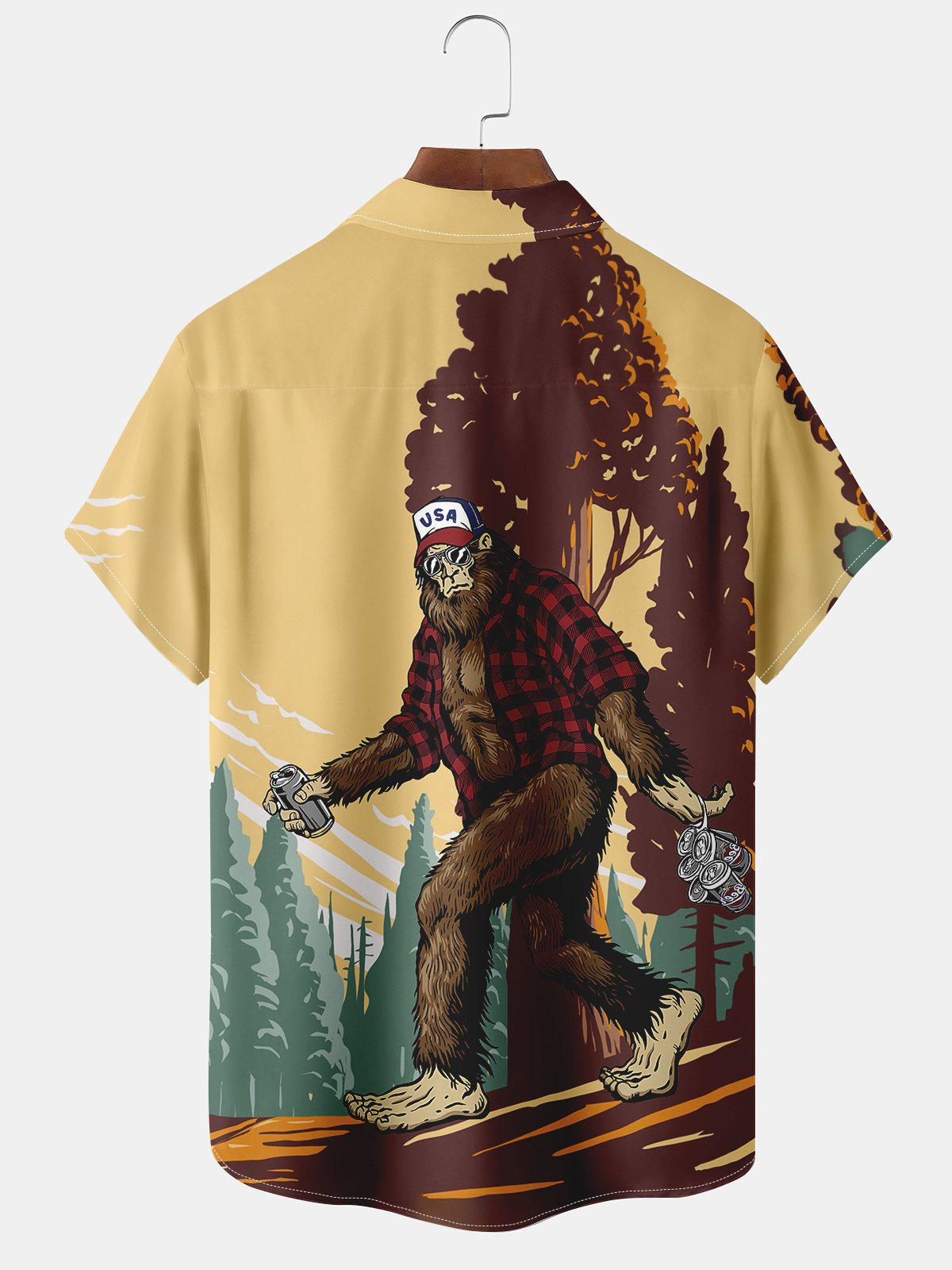 Moisture-wicking Bigfoot Chest Pocket Hawaiian Shirt