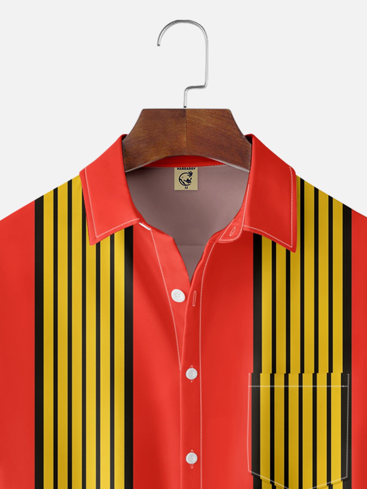 Moisture-wicking Striped Chest Pocket Bowling Shirt