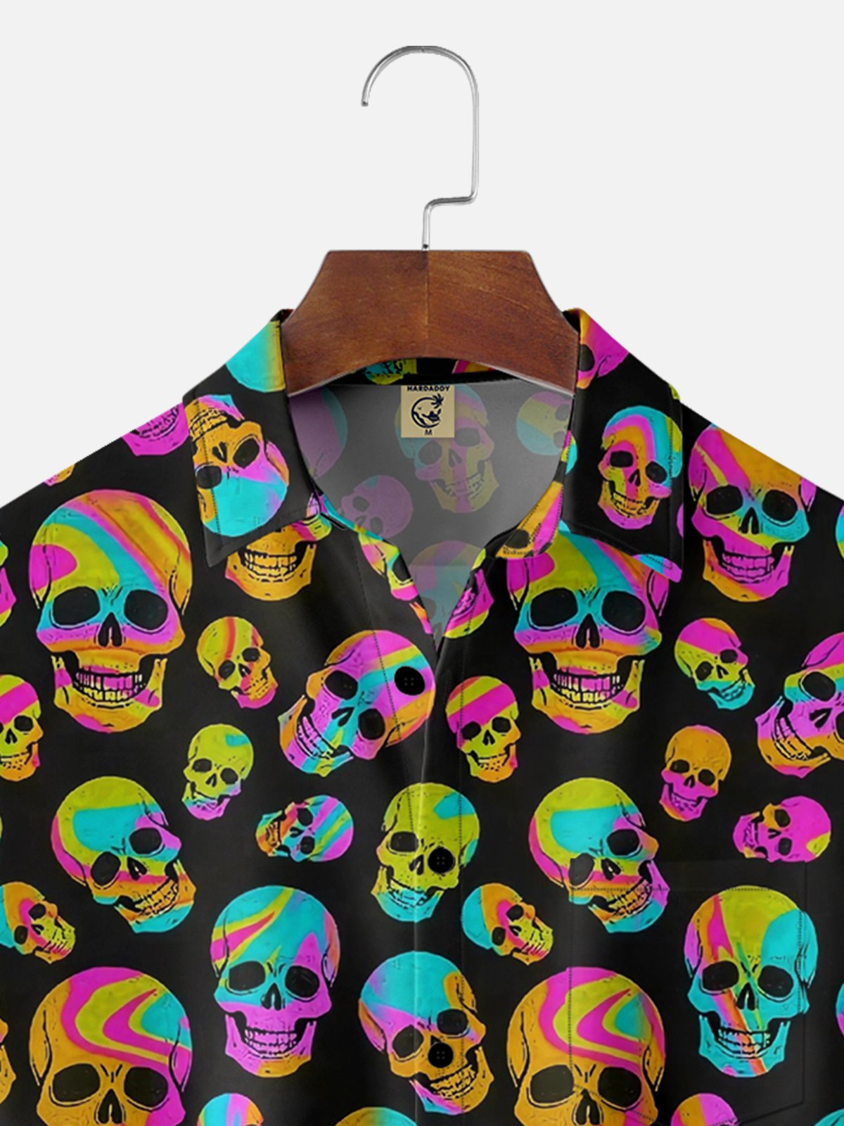 Moisture-wicking Skull Chest Pocket Hawaiian Shirt