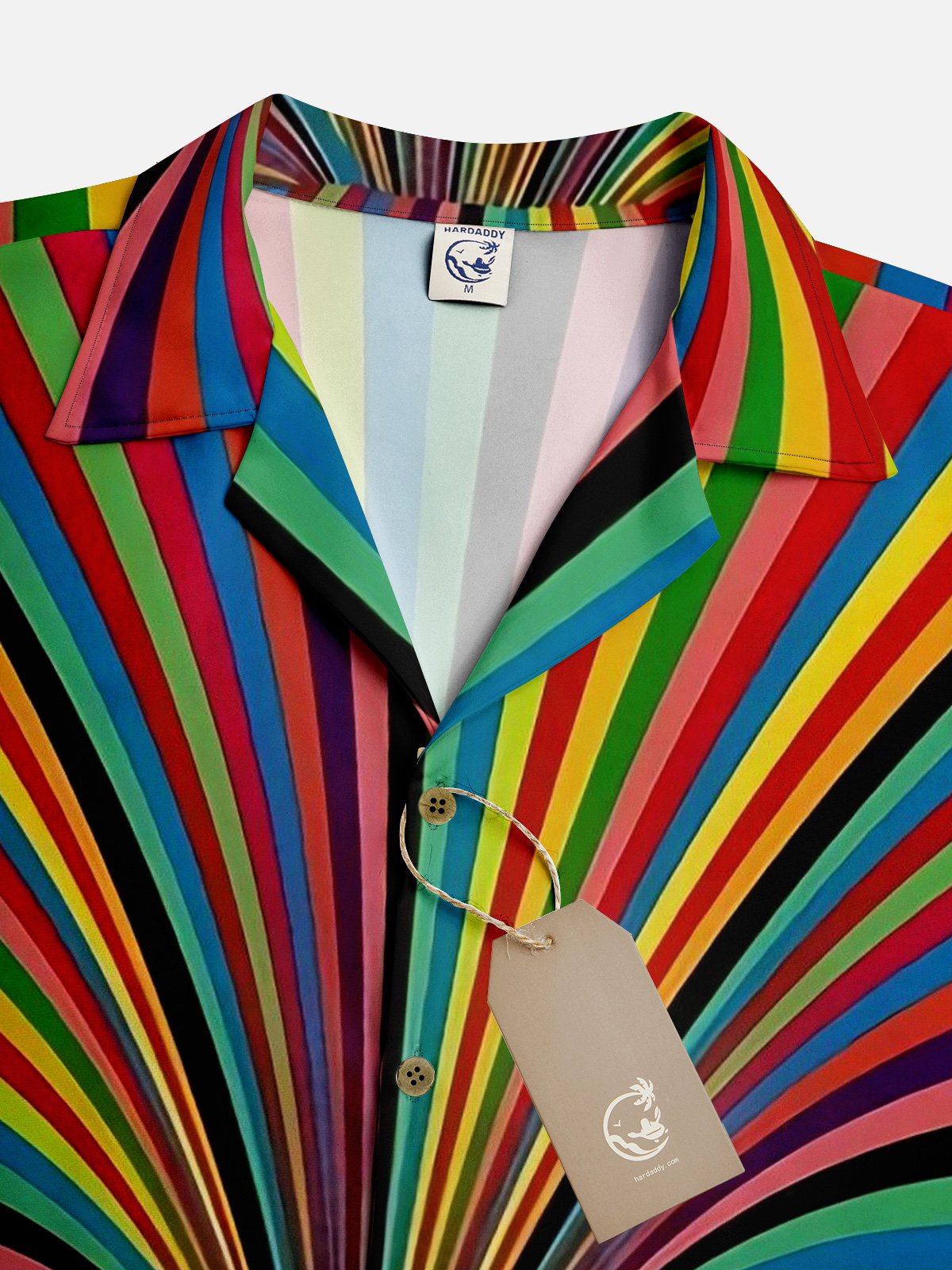 Moisture-wicking Rainbow Striped Aloha Shirt