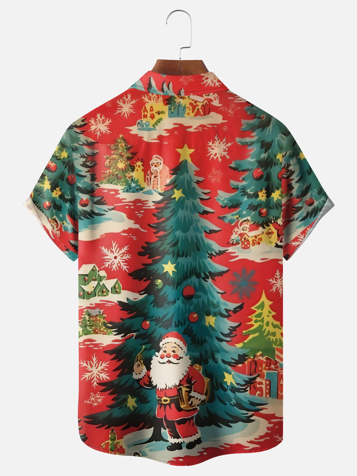 Moisture-wicking Christmas Santa Chest Pocket Hawaiian Shirt