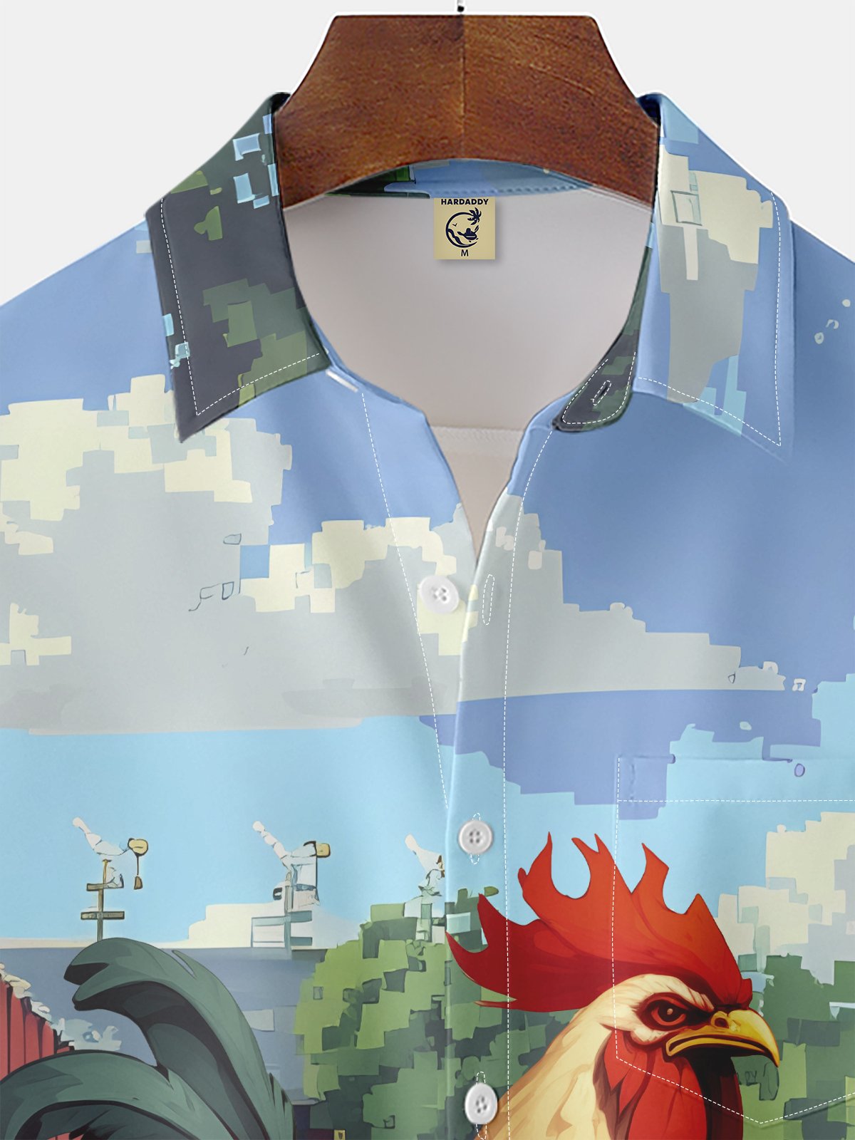 Moisture-wicking Breathable Rooster Chest Pocket Hawaiian Shirt