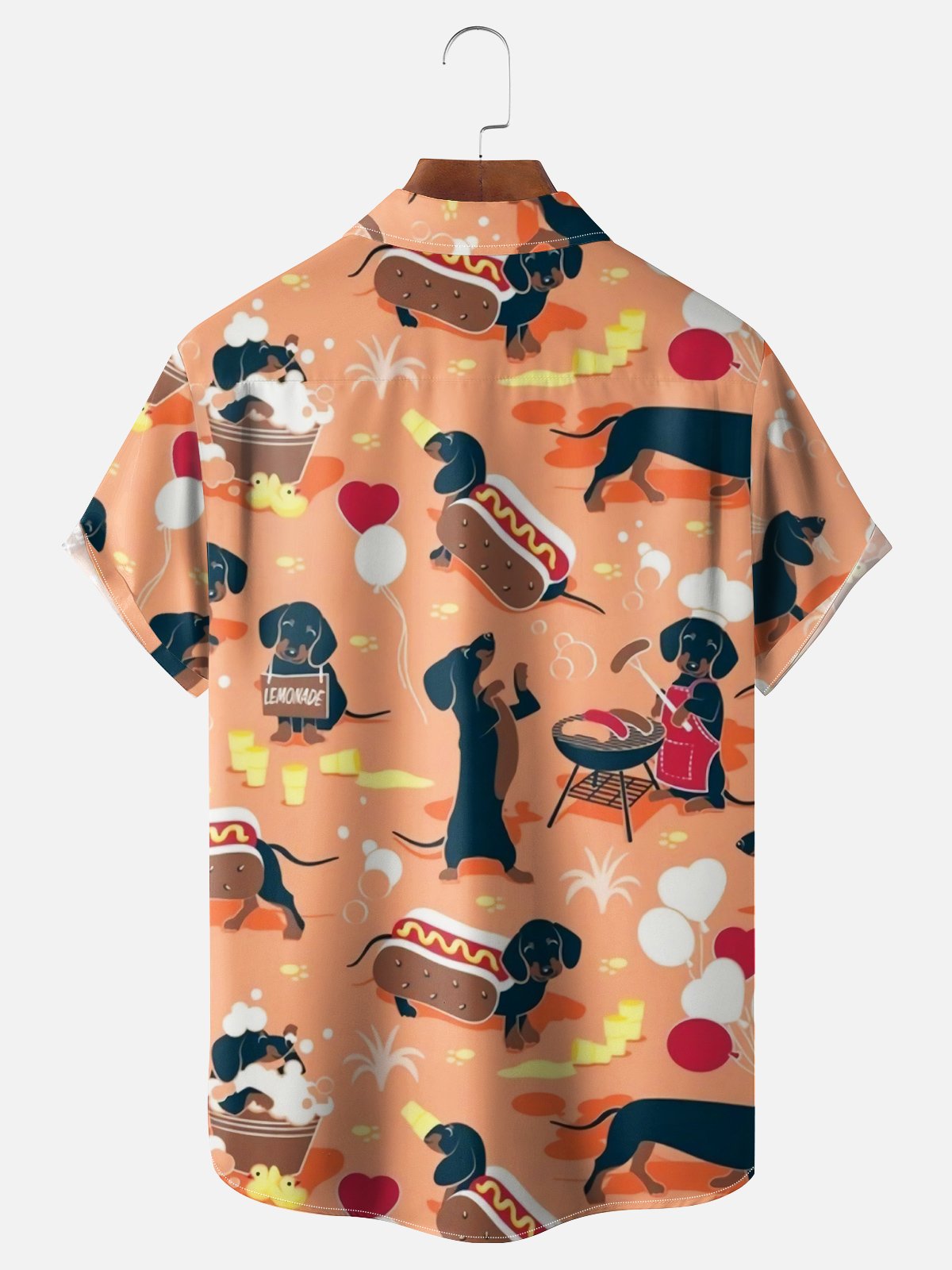 Moisture-wicking Breathable Hot Dog Chest Pocket Hawaiian Shirt