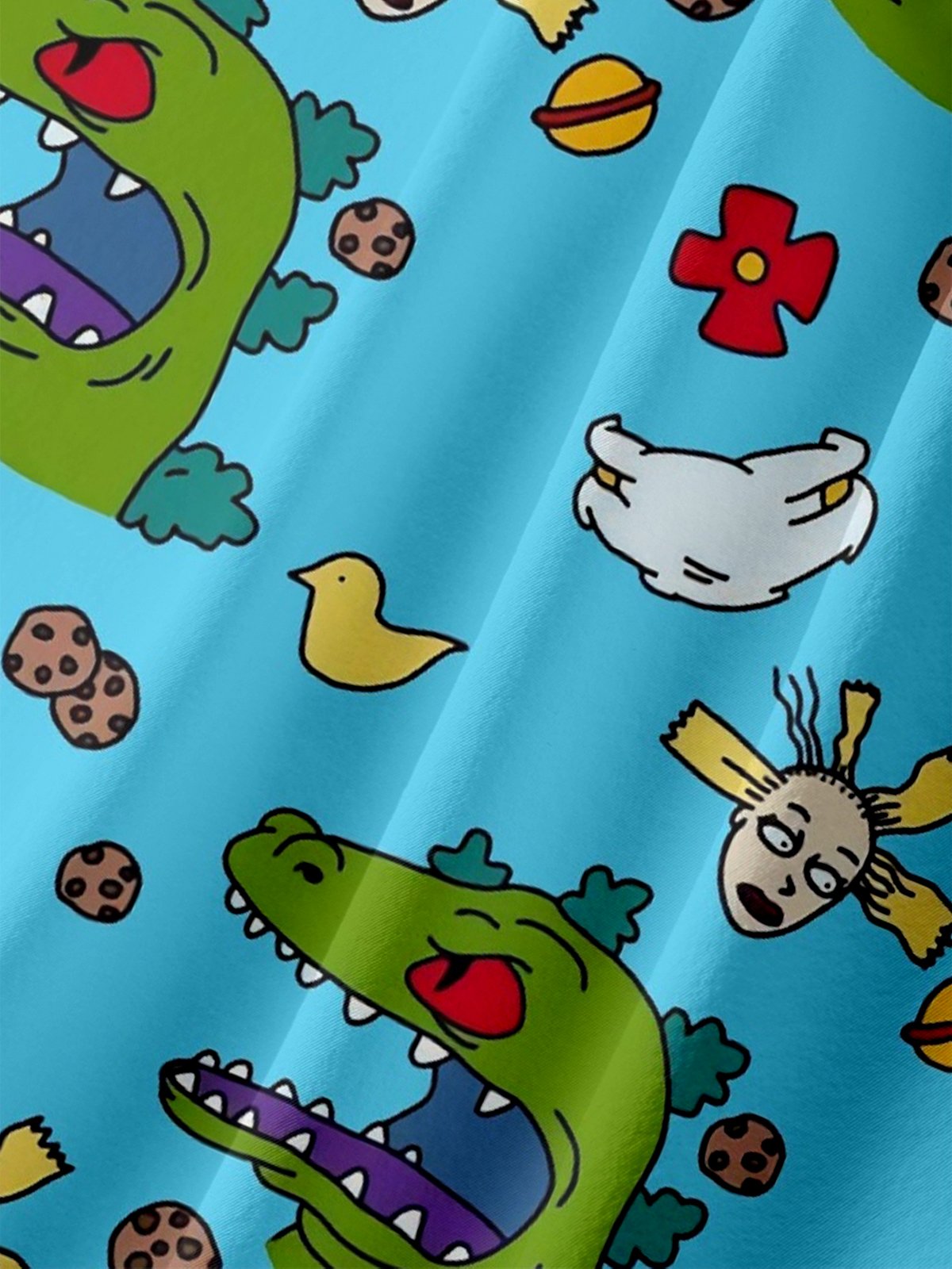 Moisture-wicking Cartoon Dinosaur Chest Pocket Hawaiian Shirt