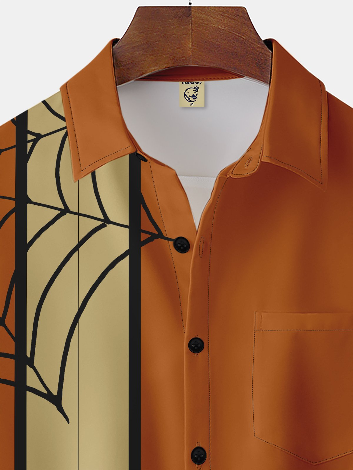 Moisture-wicking Halloween Spider Chest Pocket Bowling Shirt