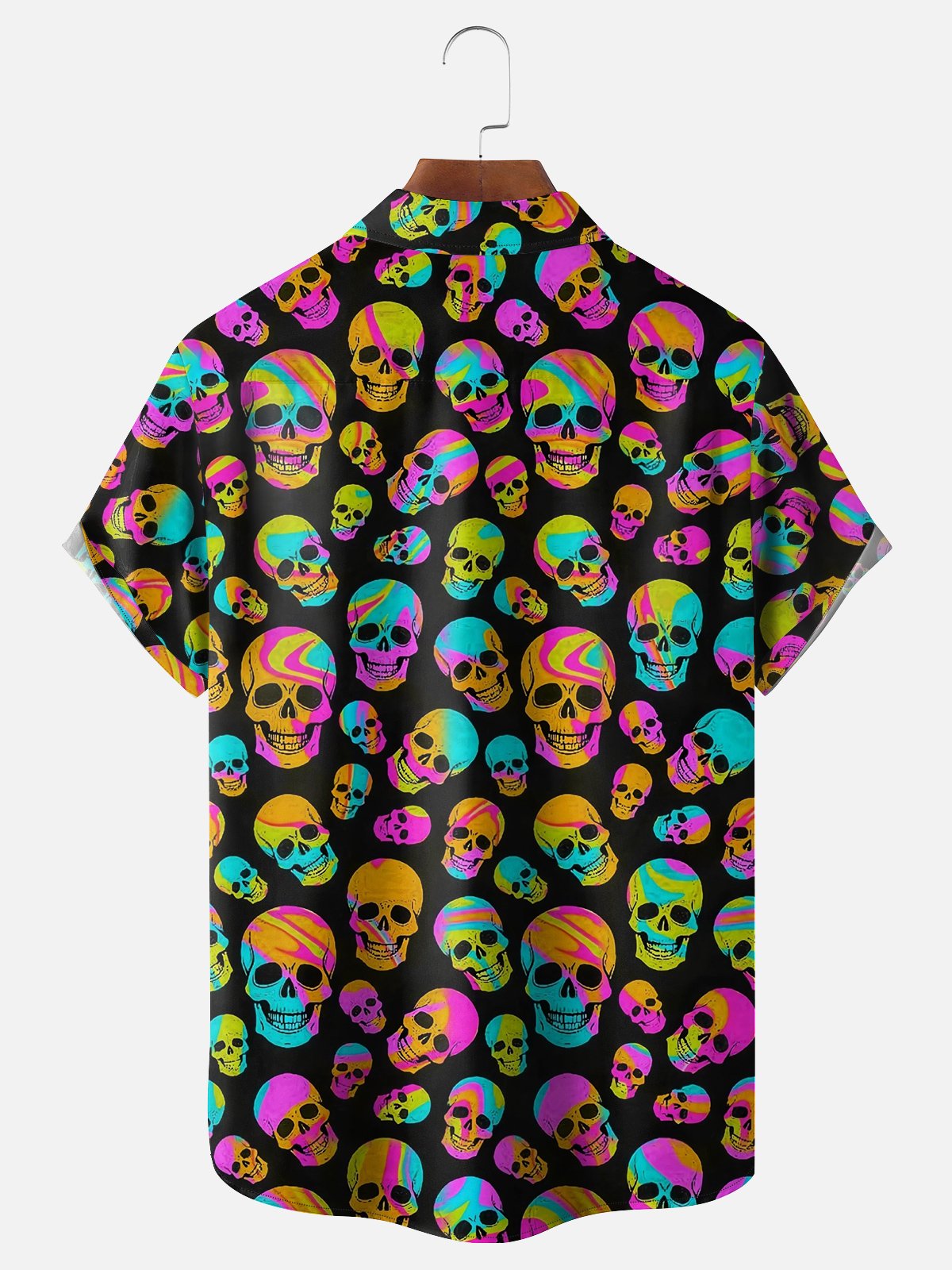 Moisture-wicking Skull Chest Pocket Hawaiian Shirt