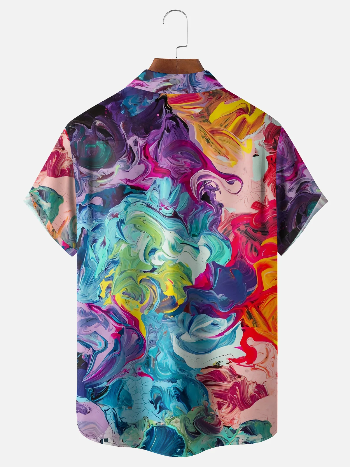 Breathable Art Oil Painting Chest Pocket Casual Shirt