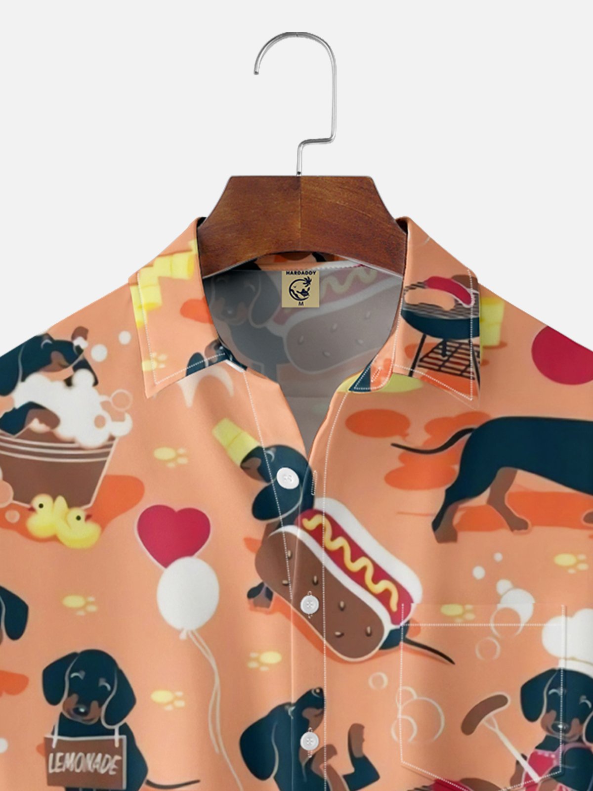 Moisture-wicking Breathable Hot Dog Chest Pocket Hawaiian Shirt