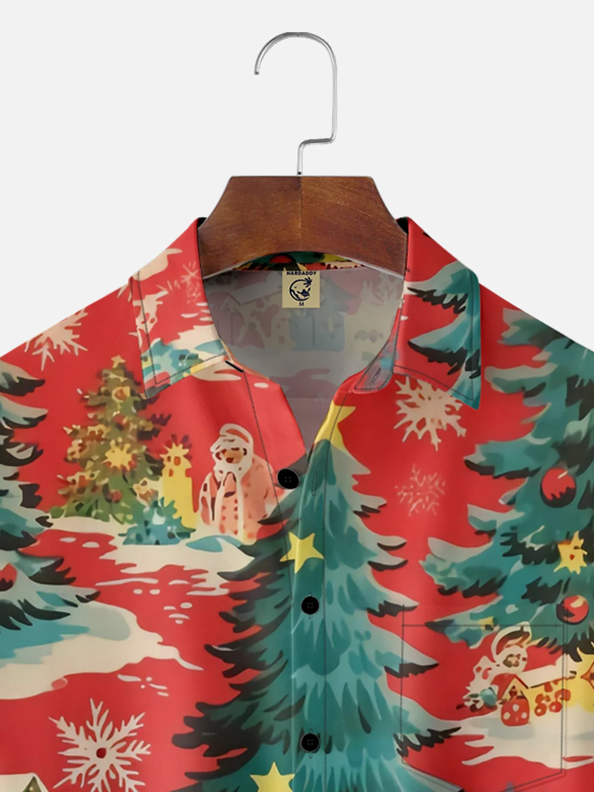 Moisture-wicking Christmas Santa Chest Pocket Hawaiian Shirt