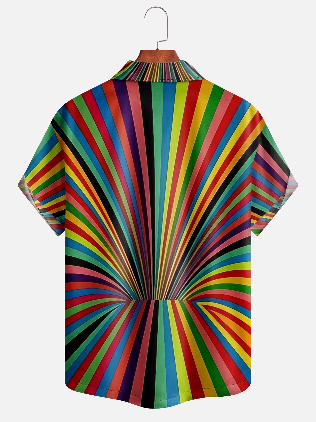 Moisture-wicking Rainbow Striped Aloha Shirt