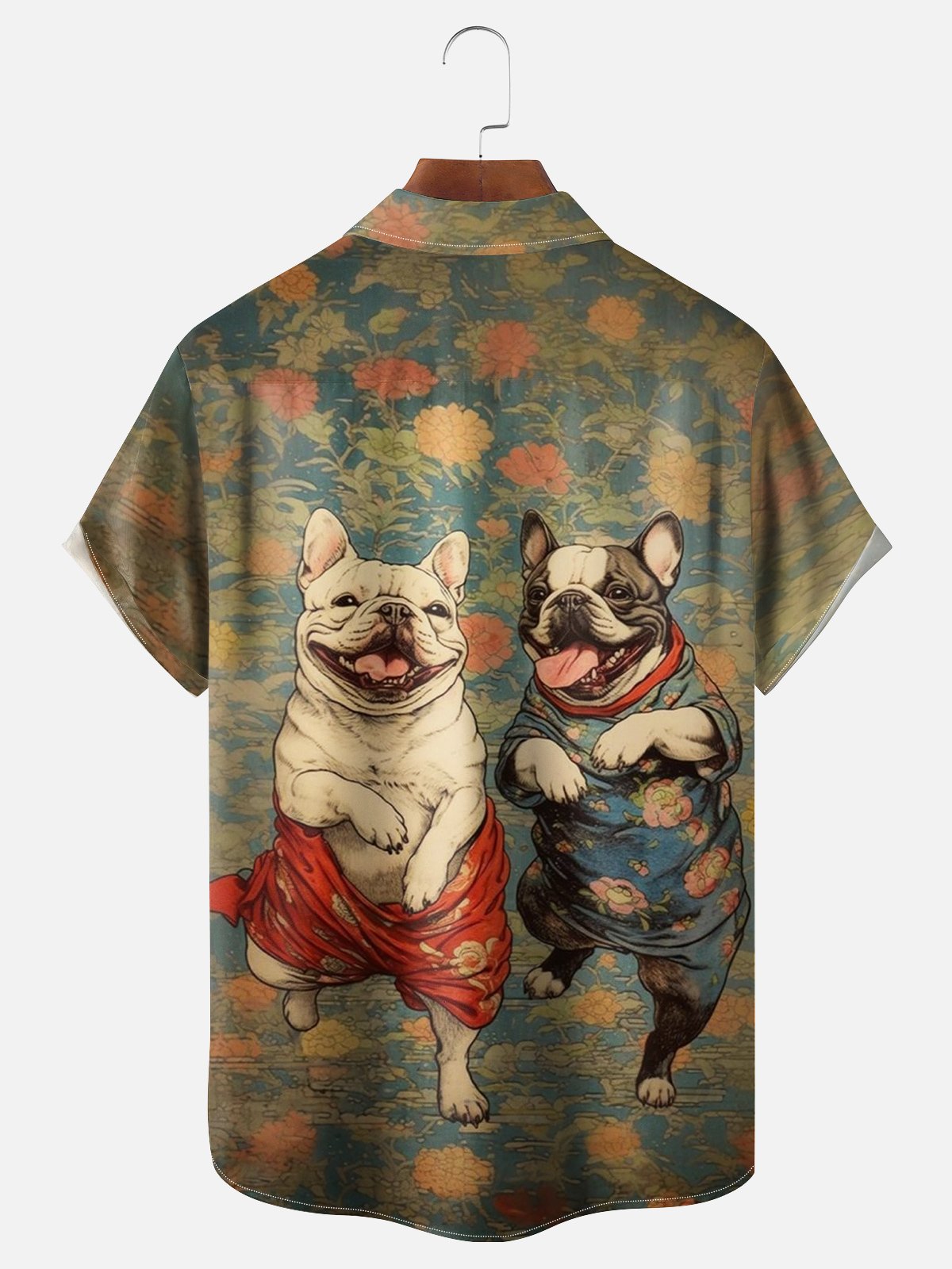 Moisture-wicking Dancing Dog Chest Pocket Hawaiian Shirt