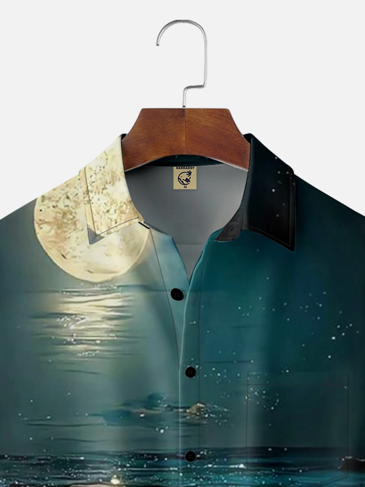 Moisture-wicking Art Moon Beach Chest Pocket Hawaiian Shirt