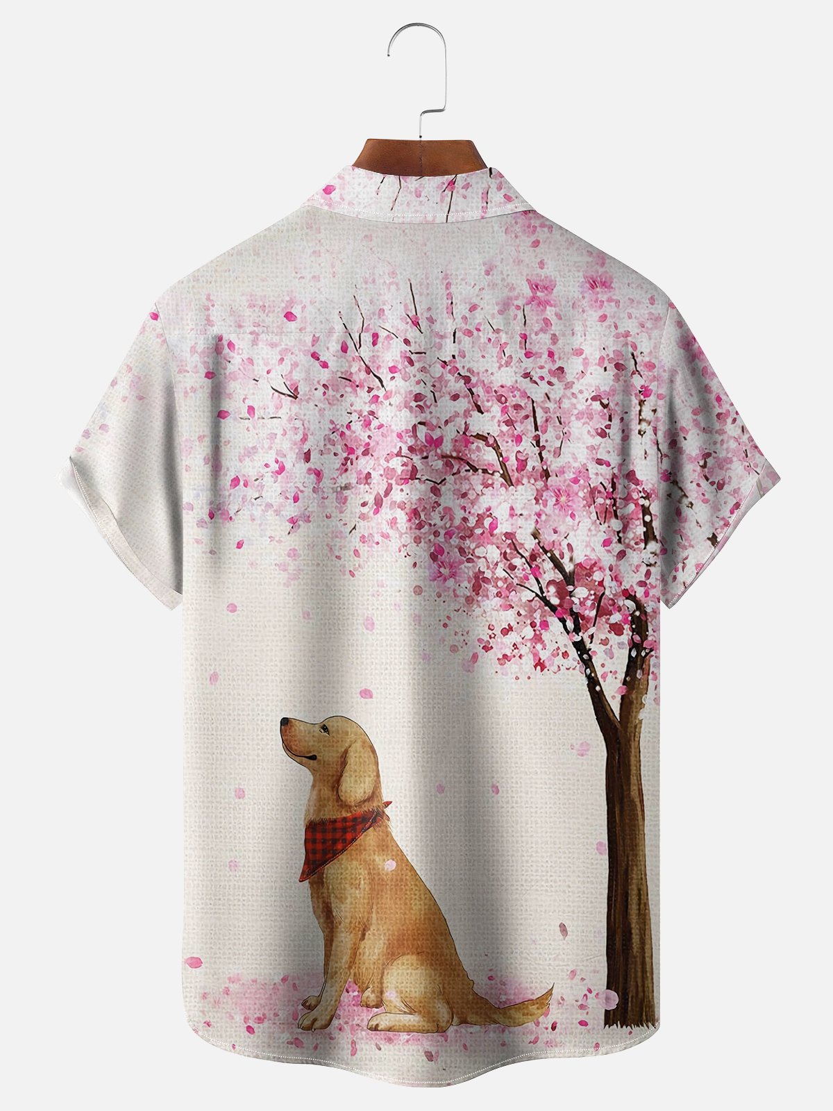 Moisture Wicking Cherry Blossom Tree Golden Retriever Hawaiian Shirt