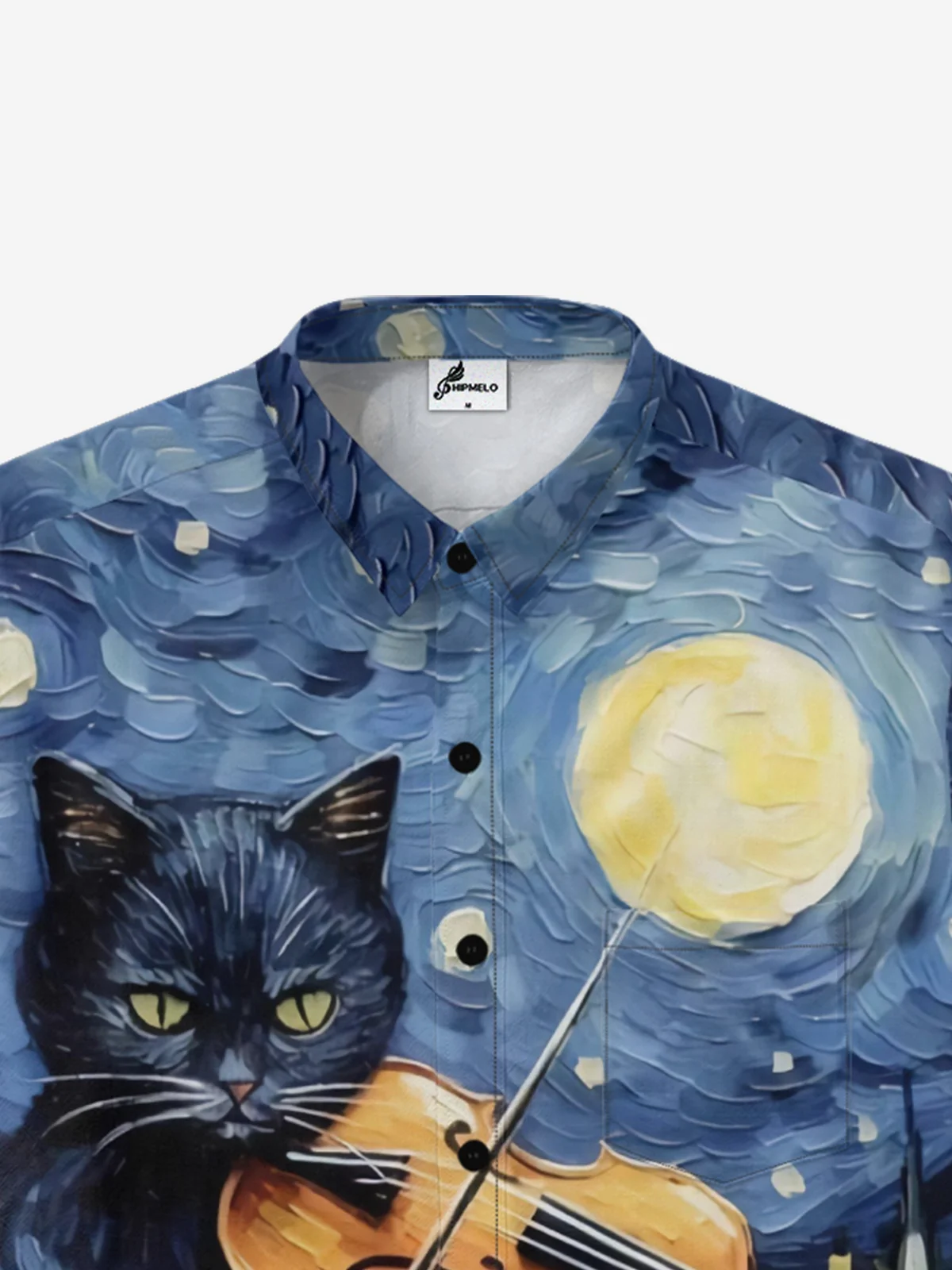 Moisture-wicking Cat Music Chest Pocket Hawaiian Shirt