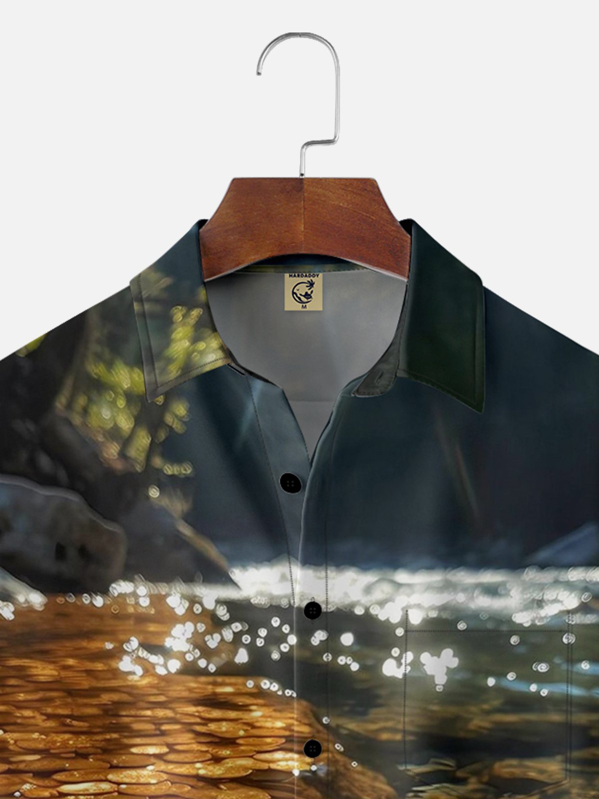 Moisture-wicking Gold Coins in the Stream Chest Pocket Hawaiian Shirt