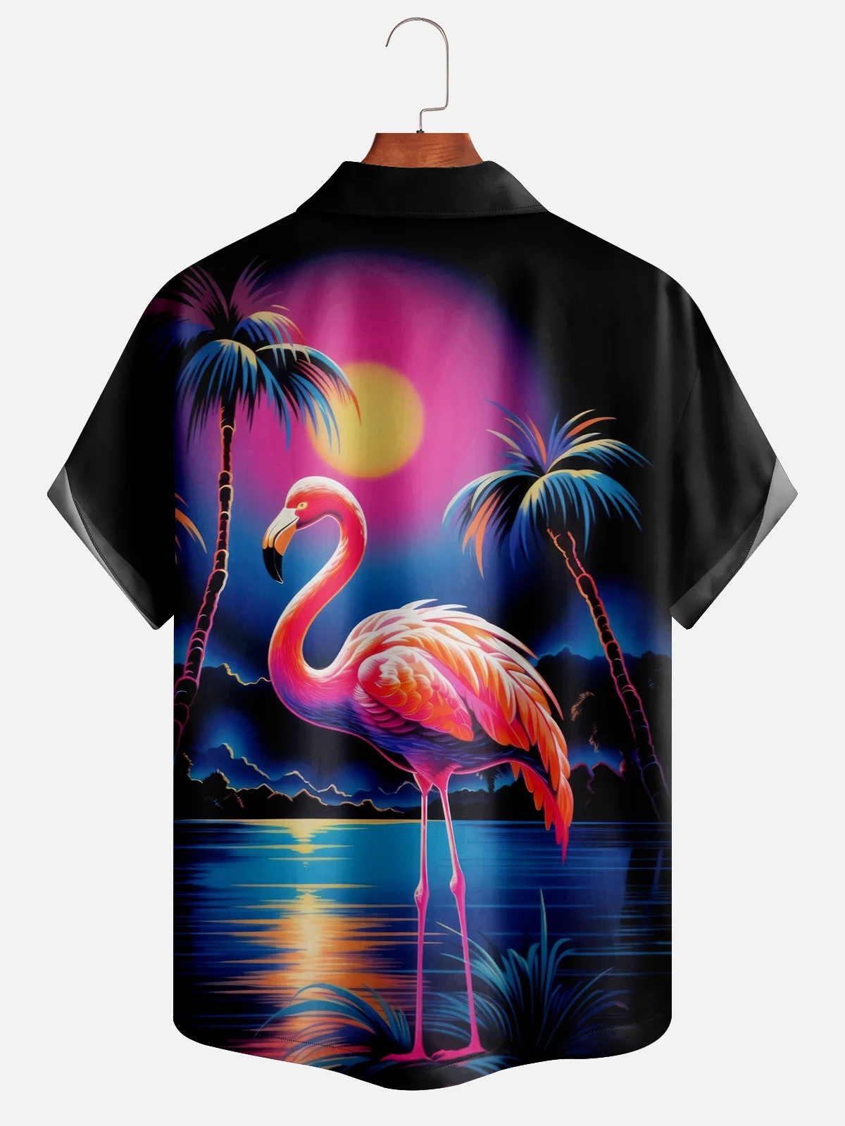 Moisture-wicking Flamingo Hawaiian Shirt