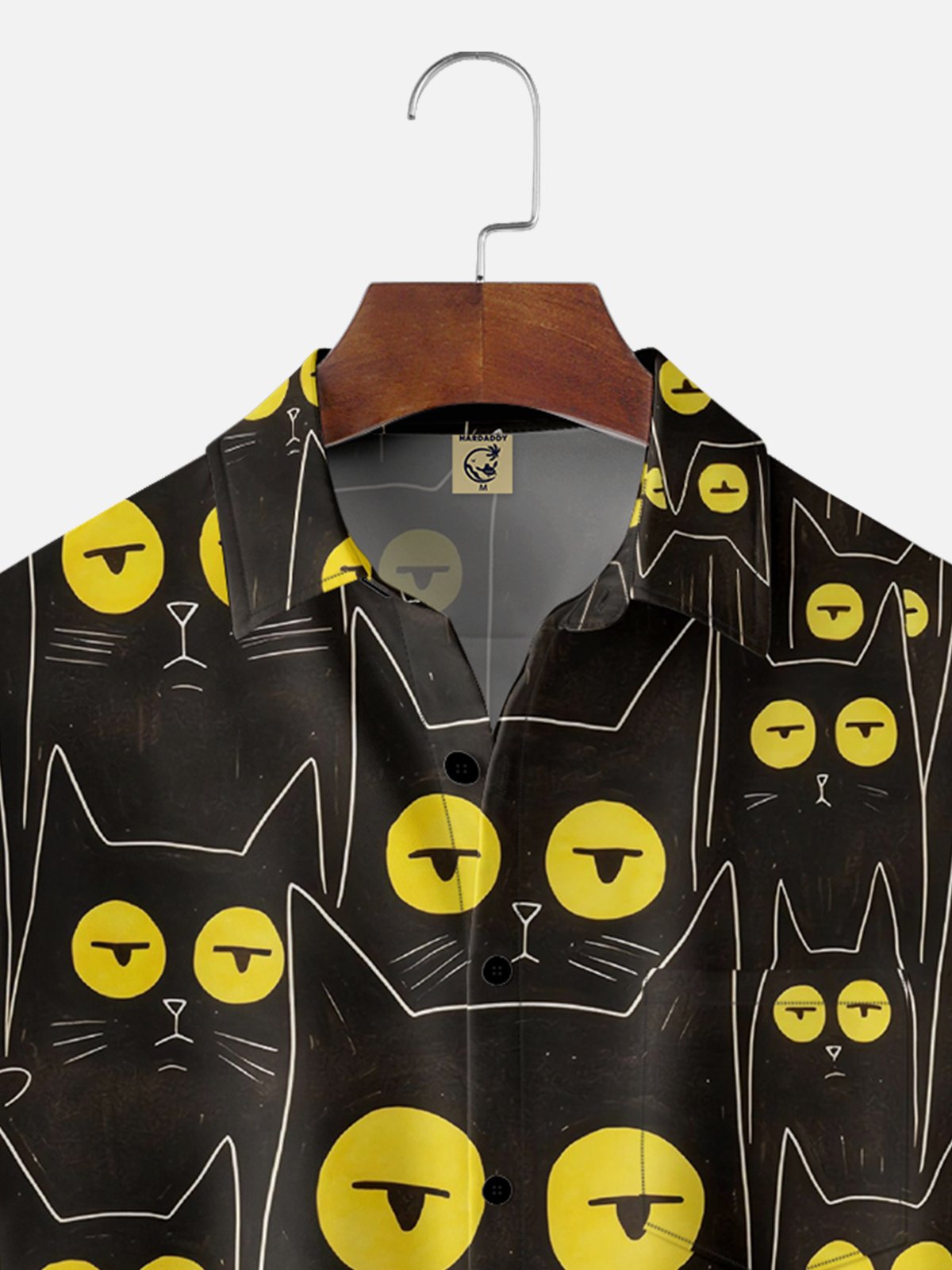 Moisture-wicking Black Cat Chest Pocket Hawaiian Shirt