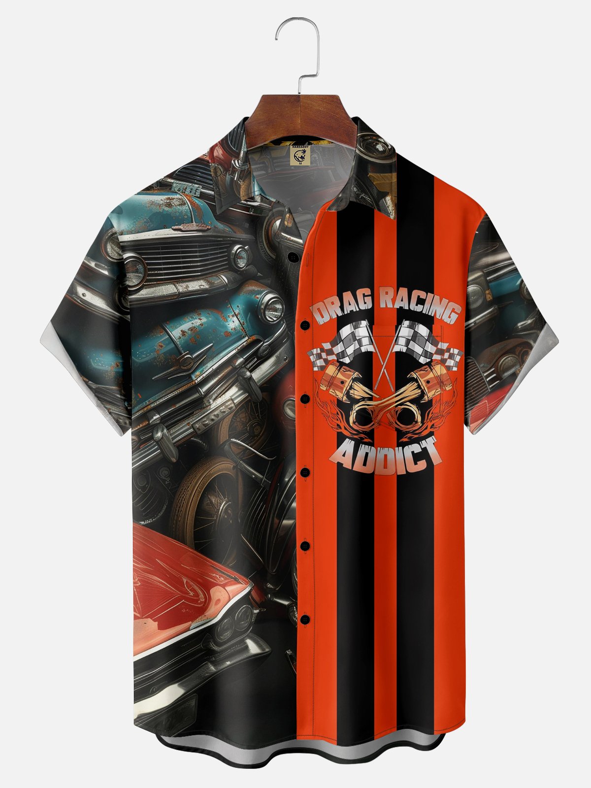 Moisture-wicking Sports Car Aesthetic Illustration Chest Pocket Bowling Shirt