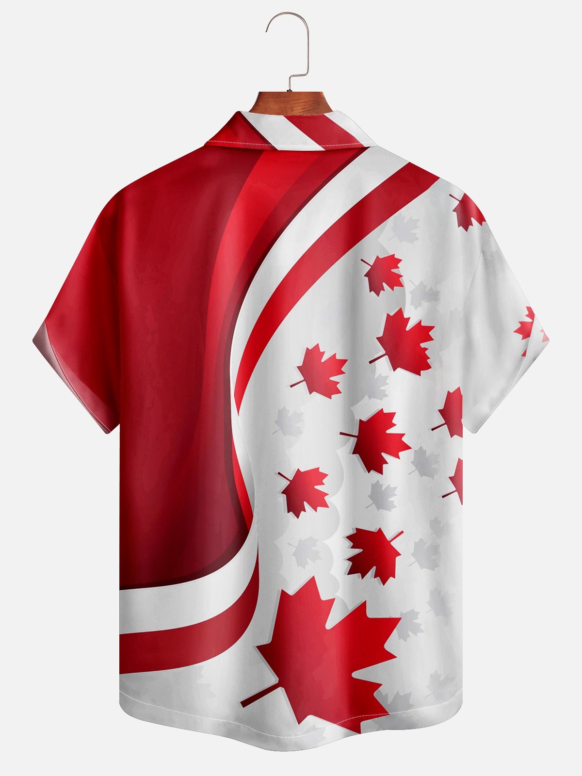 Moisture Wicking Abstract Canada Day Maple Leaf Short Sleeve Aloha Shirt