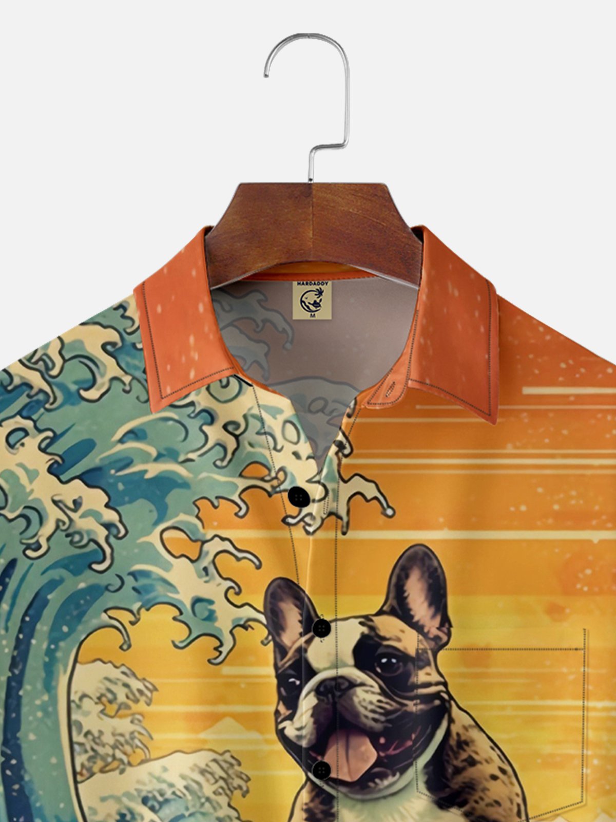 Moisture-wicking Ukiyoe Surf Dog Chest Pocket Hawaiian Shirt