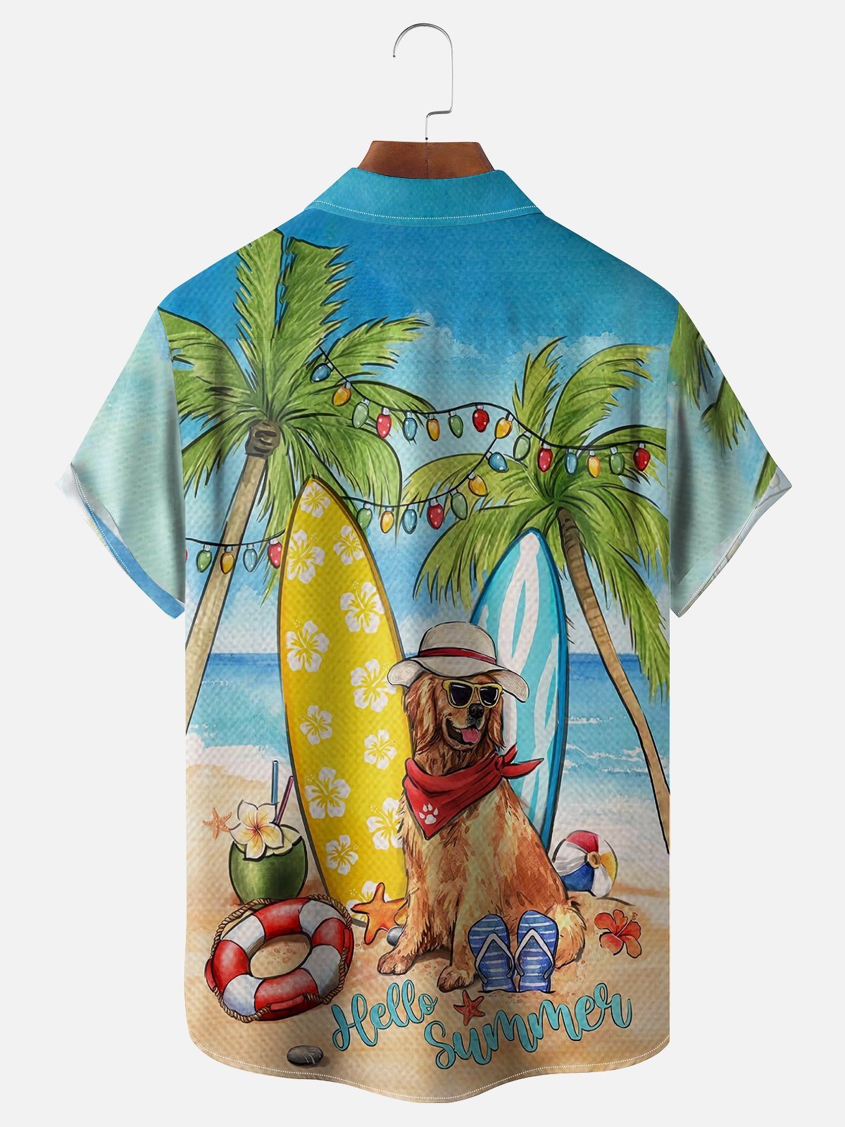 Moisture Wicking Beach Golden Retriever Hawaiian Shirt