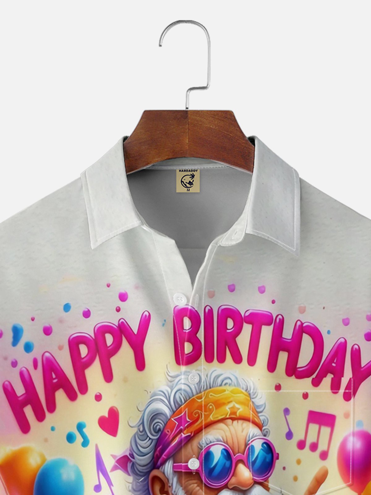 Moisture-wicking Happy Birthday Chest Pocket Hawaiian Shirt