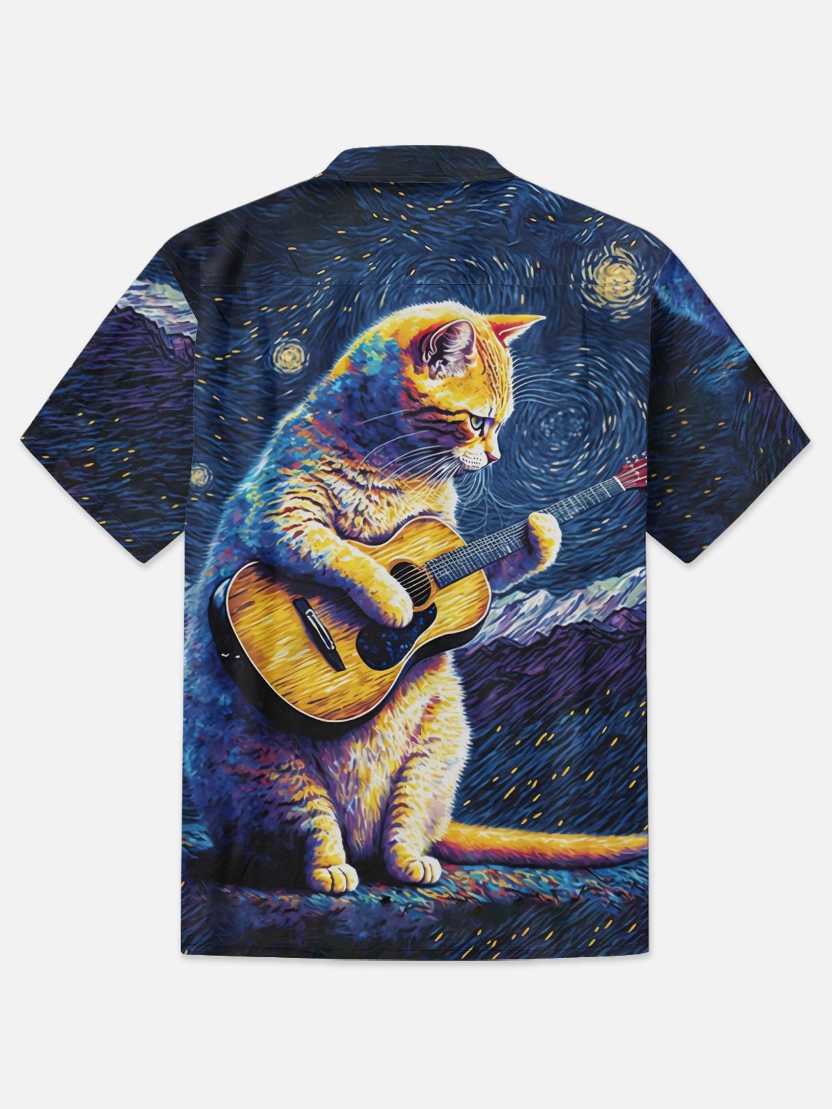 Moisture-wicking Cat Music Chest Pocket Hawaiian Shirt