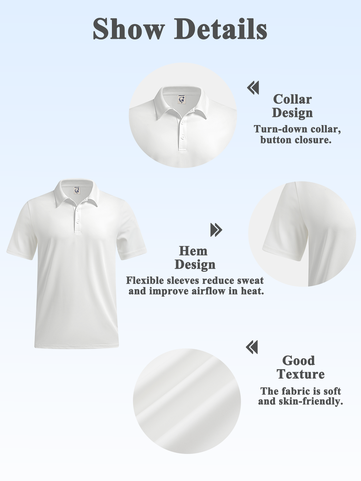 Moisture Wicking Golf Polo Simple Line Drawing