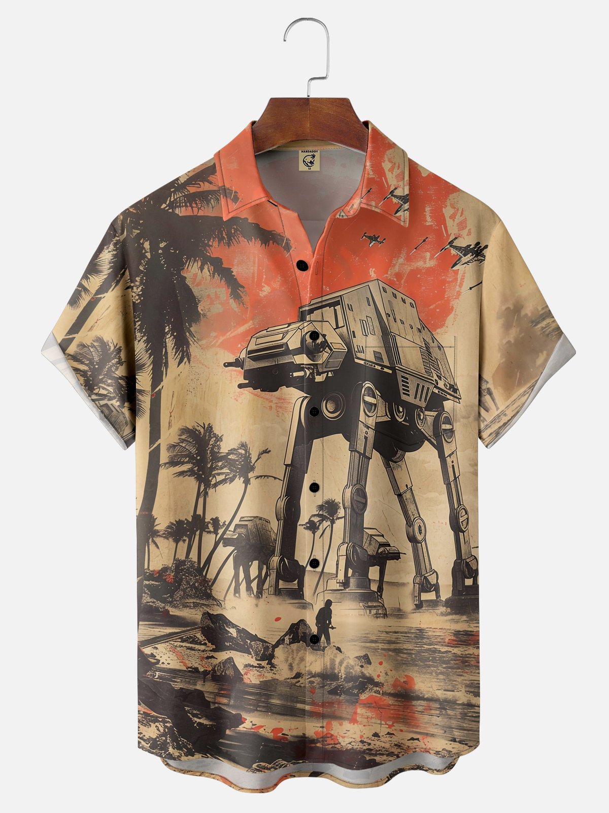 Moisture-wicking Star Universe Chest Pocket Hawaiian Shirt