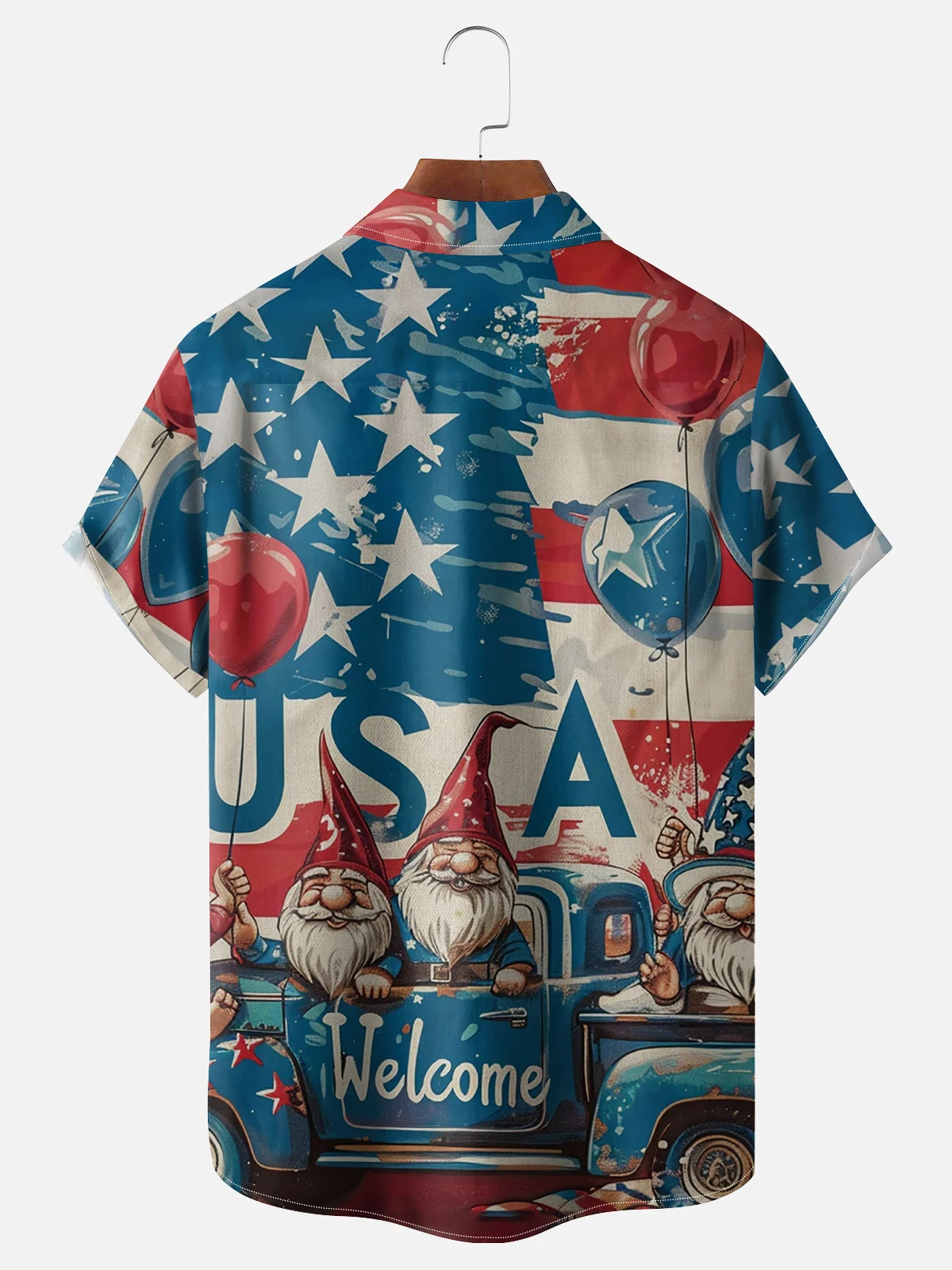 Moisture Wicking American Flag Gnome Hawaiian Shirt