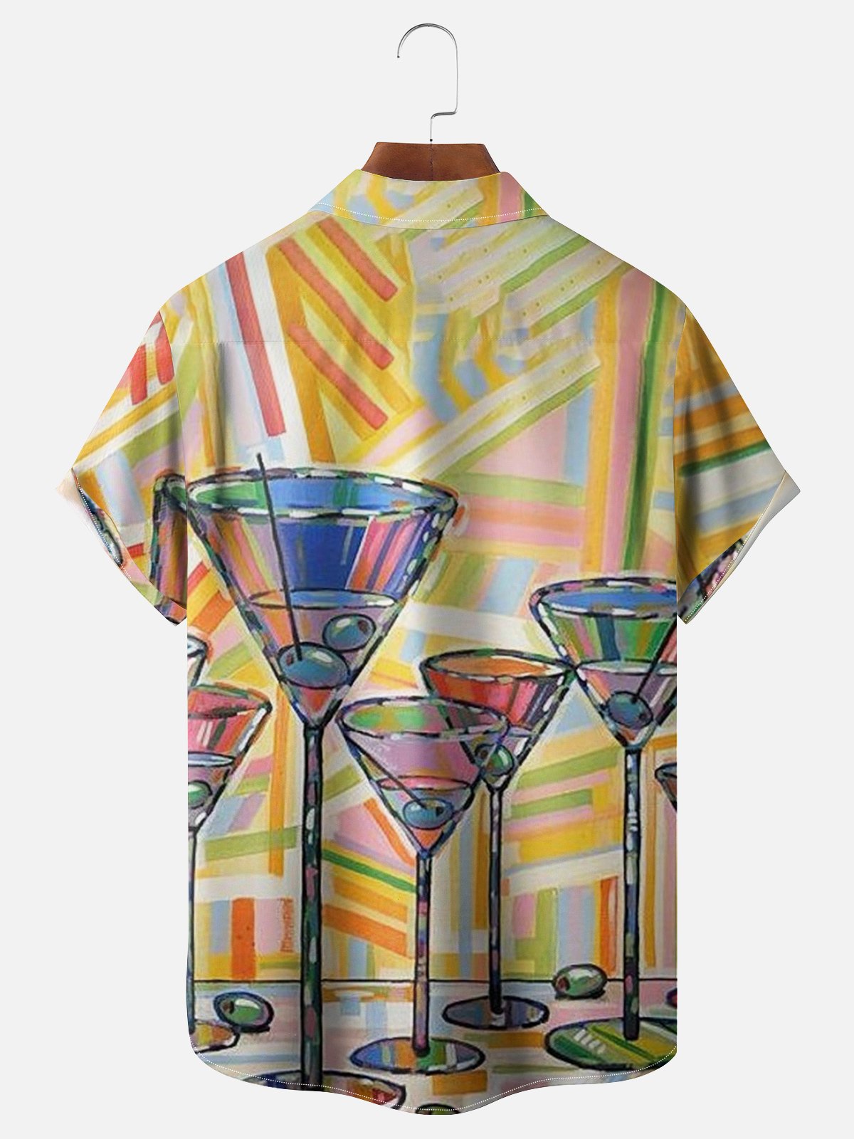 Moisture-wicking Art Cocktail Chest Pocket Hawaiian Shirt