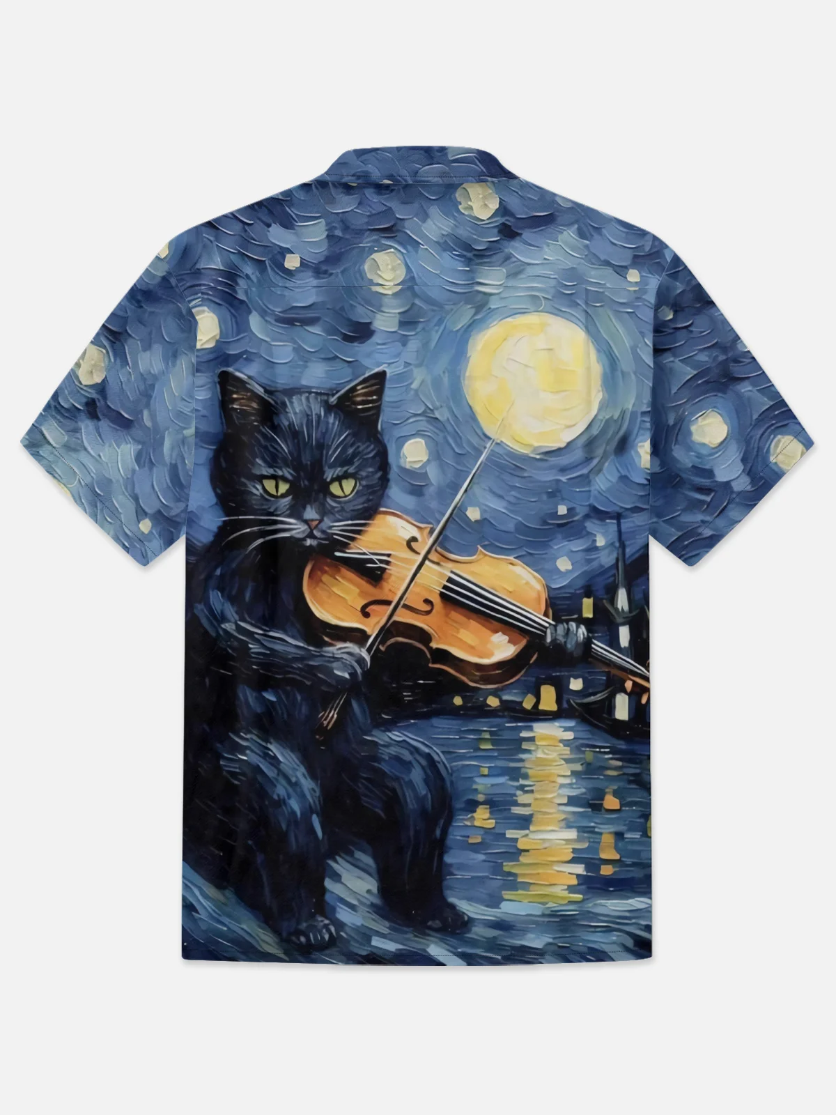 Moisture-wicking Cat Music Chest Pocket Hawaiian Shirt